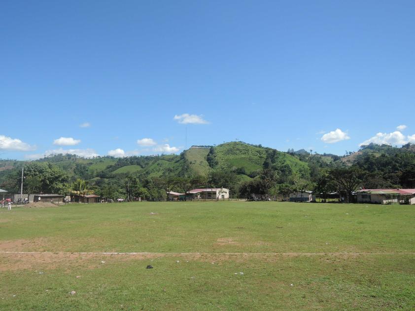 The baseball pitch is an important part of every town, and Bocay is no different. Here you can spot Las Piedras poking out from behind the hill in the foreground.