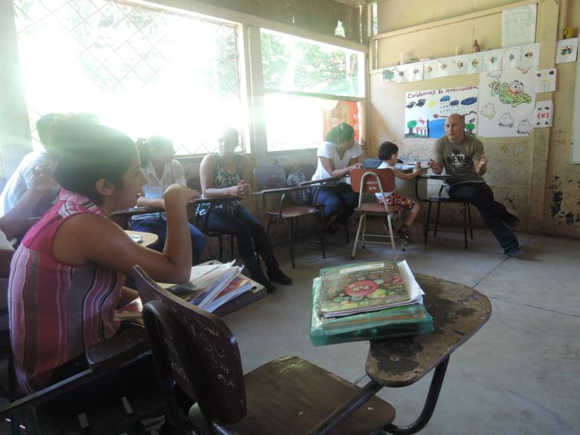 The teacher leading English classes on Saturday morning.